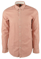 Hugo Boss Men's Rod Slim Fit Stretch Long Sleeve Shirt Large Dark Brown